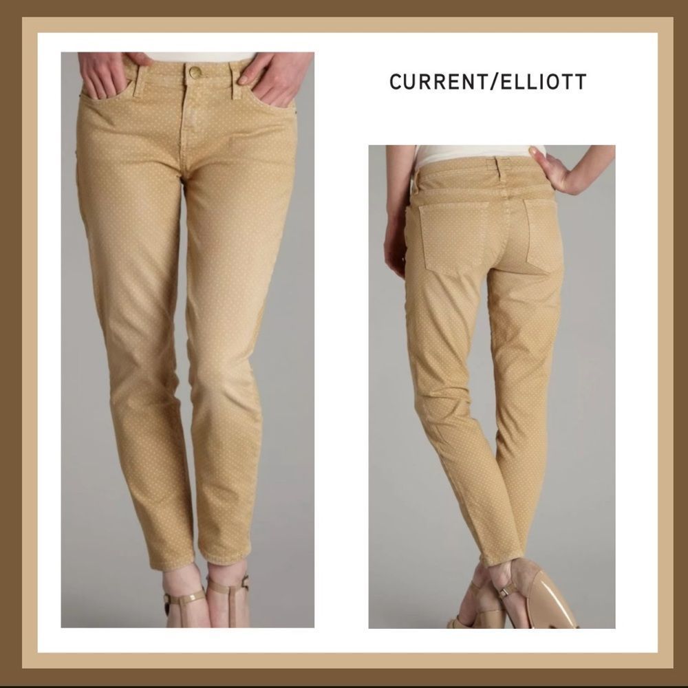 Current/Elliot Stiletto Polka Dot Jeans in Haystack Size 28